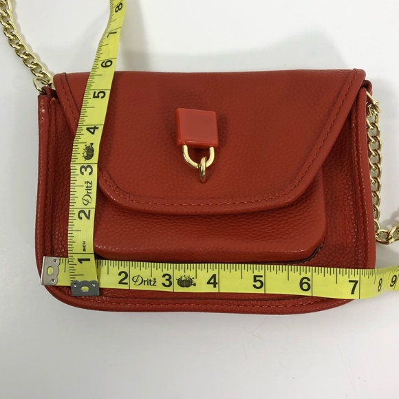 Kate Landry Crossbody Orange Bag Lock Chain Strap - Picture 6 of 8